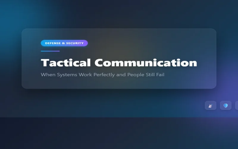 Tactical communication guide featured image showing radio signals and shield icons on dark gradient